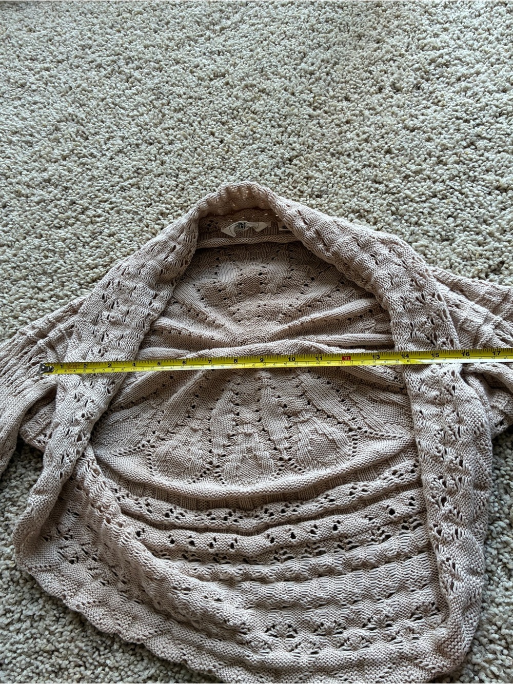 Lia Molly Tan Crochet Open-Front Women's Sweater Shrug 100% Cotton Festival Y2K - Picture 6 of 7
